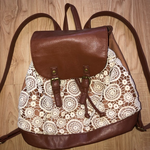 crochet leather bag